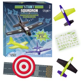 Creativity for Kids Stunt Squadron Glow-in-The-Dark Foam Fliers - Create 3 Foam Airplane Toys, STEM Kits for Kids Ages 5-8+, Craft and Science Kits for Kids, Toys for Boys and Girls