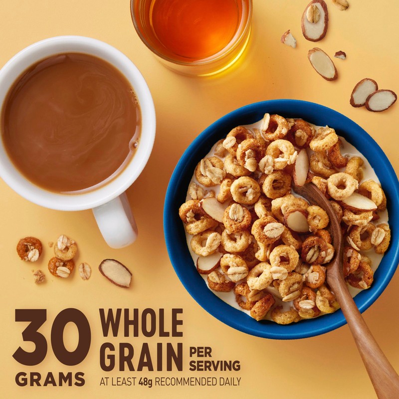 Cheerios Oat Crunch Almond Breakfast Cereal, Made with Whole Grain,