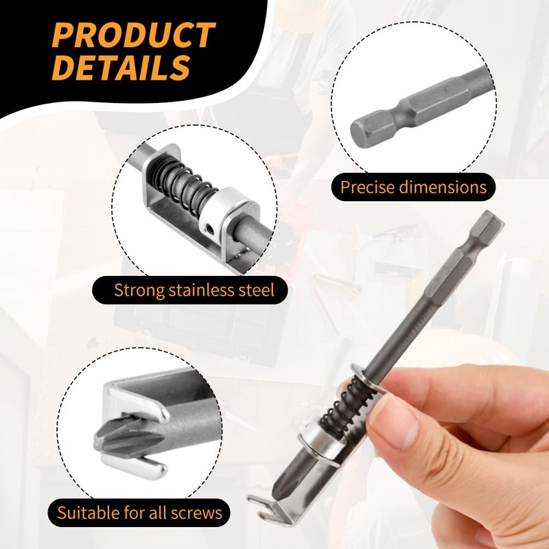 2Pcs Spring-loaded Screw Holder Bit,Scalable Screw Drive Guide Drill Bit