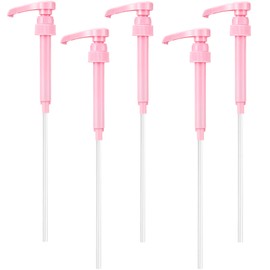 5 Pieces Syrup Pump, Coffee Syrup Dispenser Pump, Syrup Pump Dispenser Flavor Syrup Pump Caramel Syrup Pump Replacement Fits 750ml-1L Bottles for Coffee Syrup, Flavorings (Pink)