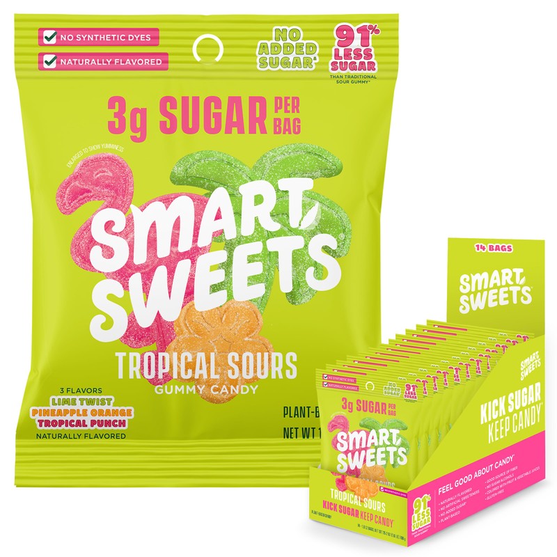SmartSweets Tropical Sours – Gomitas Ácidas Bajas en Azúcar (3g),