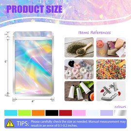 JETMORE 100 pcs Mylar Bags, Resealable Holographic Bags, Sealable Packaging Bags for Small Business, Freshie Supplies, Candy Sample Jewelry Product Bag, Foil Pouch for Party Favor (4×6 Inch, Pink)