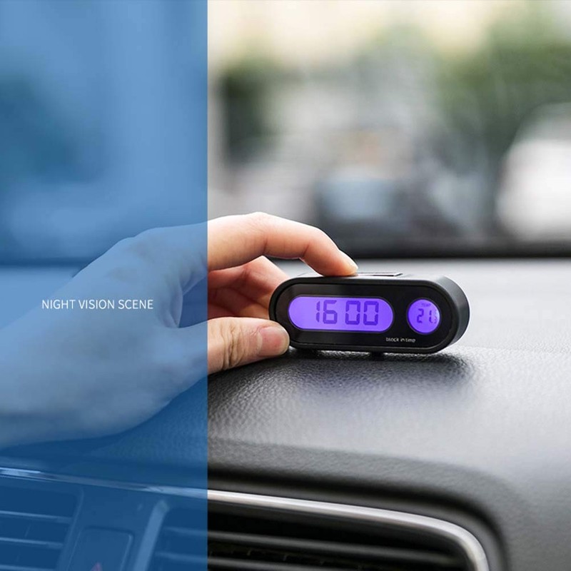 Car Clock Thermometer LED Backlight 2 in 1 Dashboard Clock