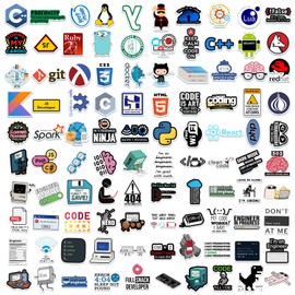100PCS PCS Programming Stickers Funny, Vinyl Waterproof for Water Bottle Laptop Luggage Guitar Gifts for Teens Girls Kids Adult Students Funny