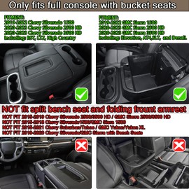 HGWEI Full-Size Center Console Organizer Compatible with Chevy Silverado 1500/GMC Sierra 1500 (2019-2022) and Silverado/Sierra 2500/3500 HD (2020-2023) Armrest Tray Interior Accessories, Black