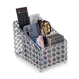 Sumnacon Remote Control Holder Crystal Remote Holder for Table Gorgeous TV Remote Holder with 3 Slots Stylish Table Remote Caddy Decorative Remote Control Organizer for Bedroom Living Room Office
