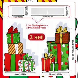 Chunful 2 Pcs Large Funny Christmas Decorations 24 Inch Whimsical Box Stand up Decorations Festive Green and Red Holiday Decor for Xmas Tree Home Decor