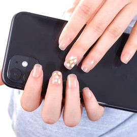 24pcs Pink Gray Pure Color Nail Nails, Seashell Decoration, Short Nail Nails, Sweet and Cute, Dream 3D Deco Lace