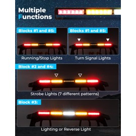 KEMIMOTO 30 inch UTV Chase Light Bar with Extension Harness LED Chase Tail Lights Brake Reverse Turn Signal Kit Compatible with Polaris RZR Ranger General, Can Am X3, Kawasaki, Talon, Trucks, Pickup