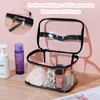 Clear Makeup Toiletry Cosmetics Bag, Black with Handle Zipper Transparent