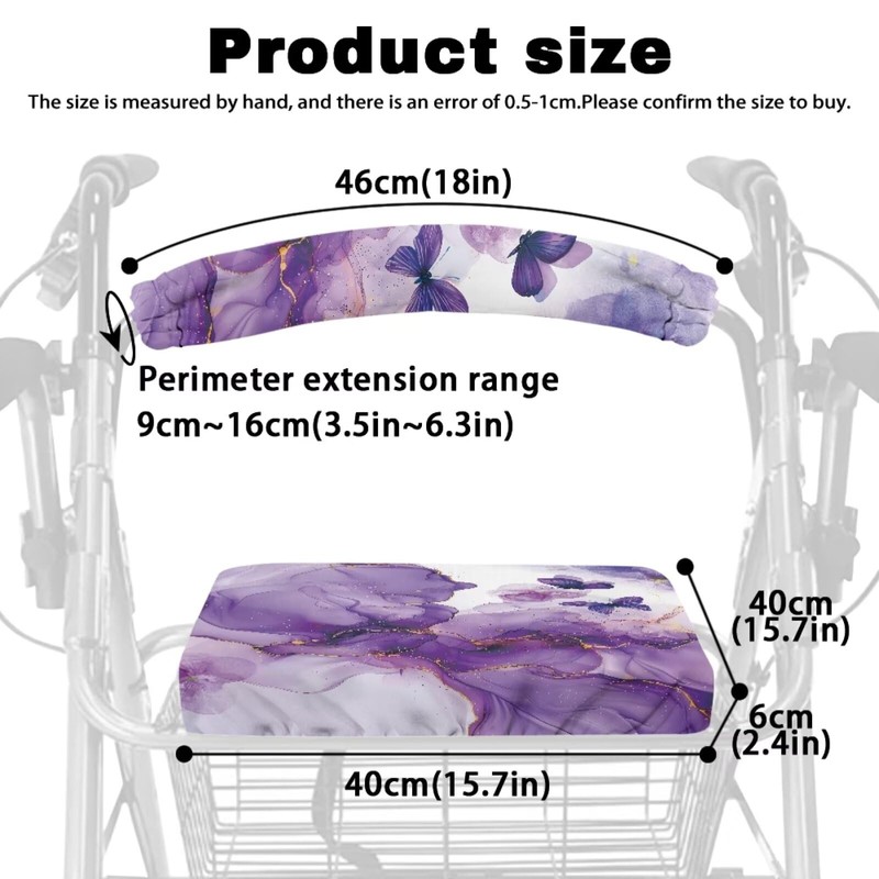 LedBack Rollator Walker Accessories for Walkers Purple Butterfly Marble Walker
