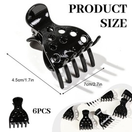 BelleVive 6 Pieces Hair Volume Clips, Root Clips for Curly Hair Volume and Claw Clips, Root Lifter for Bouncy Curls, Hair Root Lifting Clips Without Crease Marks, Black