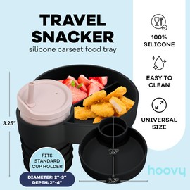Silicone Cup Holder Tray for Car Seat, Booster Seat, Stroller - Carseat Cup Holder Snack Tray - Car Seat Tray for Kids Travel - Cup Holder Food Tray - Toddler Car Seat Accessories - Midnight 1 Pack