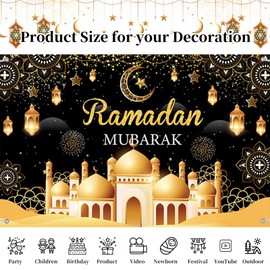 Ramadan Mubarak Banner –Ramadan Decorations for Home & Outdoor | Eid Party Backdrop & Islamic Festival Décor (Mubarak)