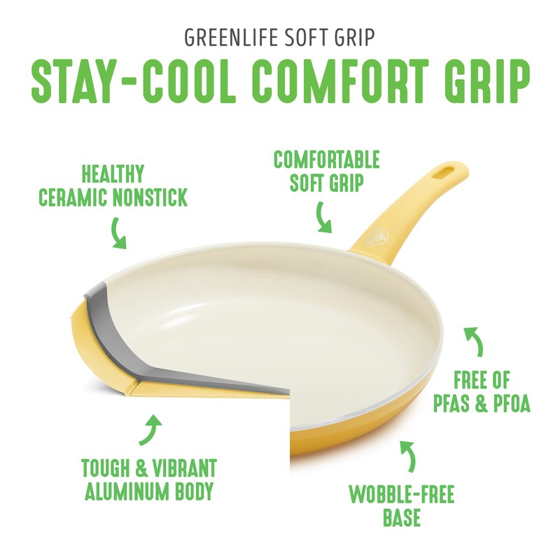 GreenLife Soft Grip 1QT and 2QT Saucepan Set, Healthy Ceramic