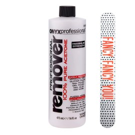 Onyx Professional 100% Acetone Nail Polish Remover Kit With 7" Fashion Nail File, 16 Fl Oz