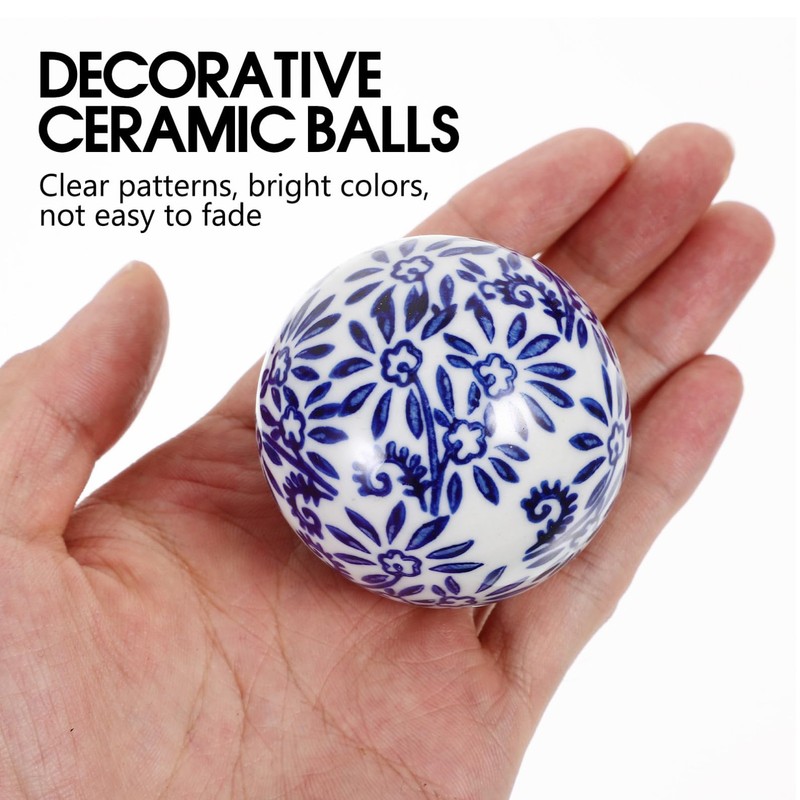 Abaodam Ceramic Balls Set of 3 Blue and White 5.00X5.00X5.00cm