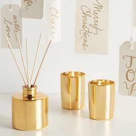 Thymes Frasier Fir Reed Diffuser Set – Includes Reeds, Fragrance Oil, and Frosted Glass Bottle – Fragrance Oil Diffuser – Room Fresheners – Luxury Home Decor – Gold (Gilded, 4 fl oz)