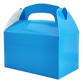 Gable Treat Boxes, Goodies Favor Gift-Box for Kids Birthday Party Favors, Weddings Events, Baby Shower, 6.25" x 3.5" x 3.5" Inch Box (Blue Treat Box, 12-Pack)