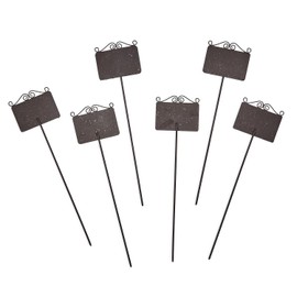 Two's Company Set of 6 Rusted Metal Decorative Plant Markers with 2-Pieces of White Chalk