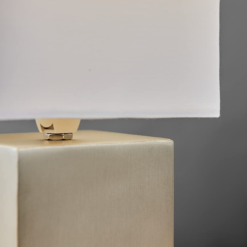 MiniSun | Modern Brushed Chrome Cube Design Touch Table Lamp