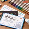 Shuttle Art メタリック マーカーペン 30色セット 大人の塗り絵付き カラーペン 水性 速乾 フォト