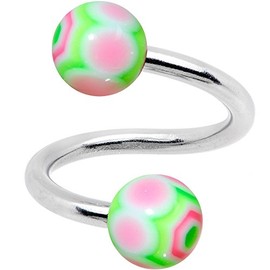 Body Candy Womens Stainless Steel Watermelon Rainbow Spiral Twister Belly Button Ring