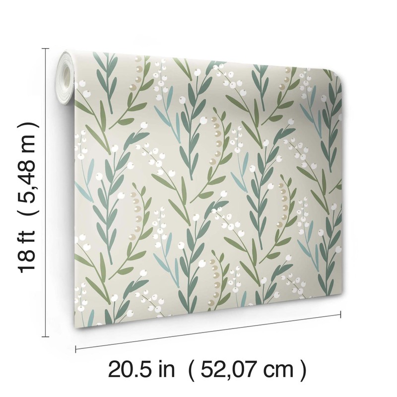 Roommates RMK12169PLW Taupe Budding Branches Peel and Stick Wallpaper