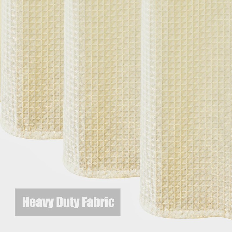 Extra Long Beige Shower Curtain 84 Inch Length,Waffle Weave Textured