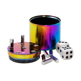 BestSaller 3009 Super Six Travel Dice Game Aluminium, 36 Game Sticks & 2 Dice, Rainbow Splash, Multicoloured