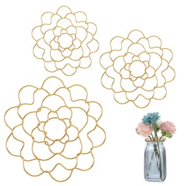 Classicseali 3pcs Flower Grid for Vase,4/5/6 in Floral Grid for Vase Bendable,Symmetrical Design,Smooth Lines Metal Wire Stem Holders for Flowers for Vasee Stems Bouquet Plant Fixation, Gold