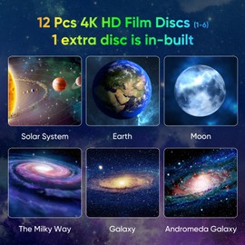 Galaxy Projector for Bedroom, 13 Film Discs Planetarium Star Projector, 360°Rotation HD and Timer, Gifts for Kids