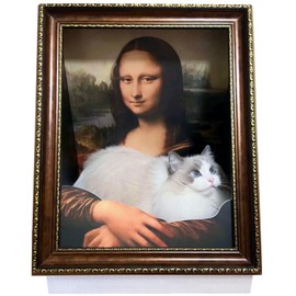 Mona Lisa Cat Bed Painting Cat Scratcher for Indoor Cat Scratching Board Pad, W/Horizontal CartBoard Cat Scratcher Bed House Half-Surround Design W/Catnip (Mona Lisa, Medium - Large)