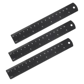 3 PCS Metal Ruler, 6 Inch Aluminum Ruler, Black Straight Rulers Drafting Scale Rulers, Aluminum Desk Rule for Students, Machinist and Drafting