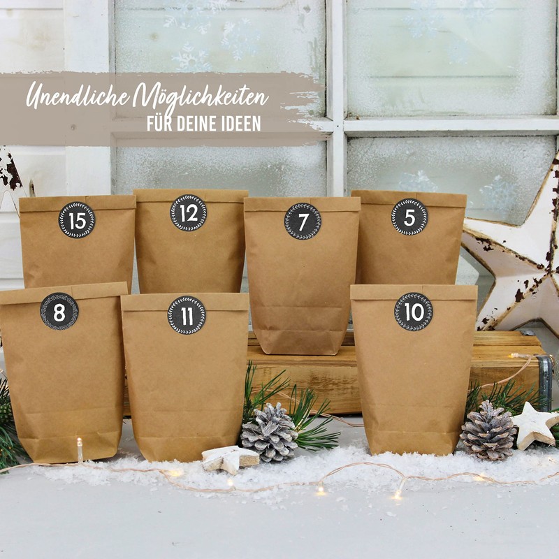 Papierdrachen 24 Advent Calendar Christmas Stickers – Black/White No. 41