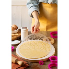 Decora 9270959 Stencil decorativo Texture, Dim. Ø 25 Cm, in plastica per alimenti; per realizzare disegni su torte, dolcetti e biscotti. Made in Italy