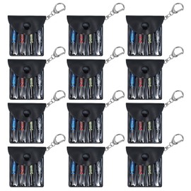 Grevosea 12 Pack Mini Screwdriver Set with Keychain Each Set Includes 4 Screw Drivers in a Handy Portable Pouch Pocket Keychain Screwdriver Birthday Party Favors