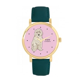 Toff London White Cockapoo Women's Dog Watch 38 mm Case 3 ATM Waterproof Quartz Movement Luxury Fashionable, Pink, TLWS-57119
