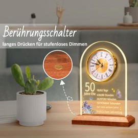 OkiyiD 50th Anniversary Wedding Gift, Anniversary Quartz Watch, Desk Table Clock, 50 Years of Marriage, Golden Wedding for Couple, Parents, Grandparents (50th Anniversary)