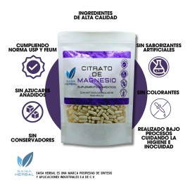 Citrato De Magnesio 2000 Cápsulas 500 Mg | Saisa Herbal | Suplemento Natural | Relajante Muscular | 100% Puro | Antiestrés