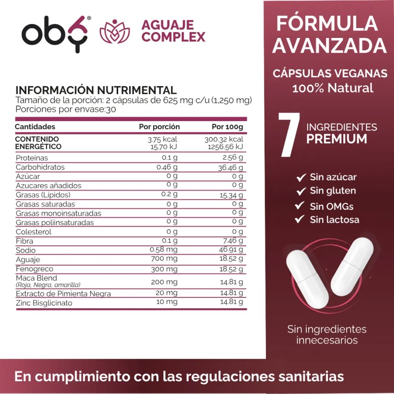 Oby Aguaje Complex Fenogreco Maca Blend Y Ms 60 Caps