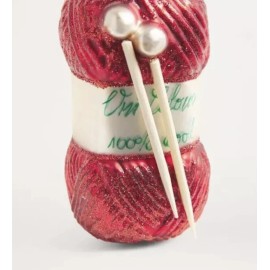 Anthropologie Harrods Yarn And Knitting Needles Ornament Hand Blown Glass New