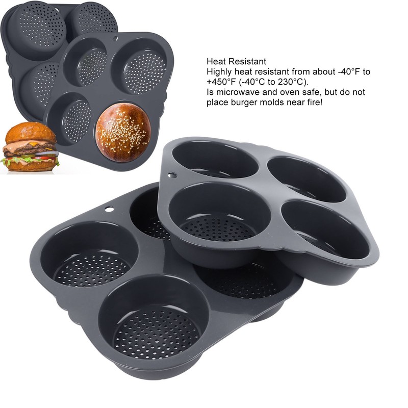 4 Cup Hamburger Bun Pan Dishwasher Safe Silicone Hamburger Bun