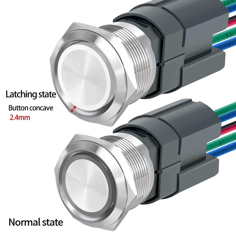 UL Listed 22mm Push Button Switch 15A 24V Latching 2NO