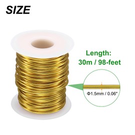 HARFINGTON Bonsai Wire Anodized Aluminum Training Wire Roll 1.5mm/15 Gauge 98ft Length Bendable Bonsai Tree Wire for Garden, Horticulture, Landscape, Planting, Yellow