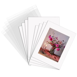 ZBEIVAN 8x10 White Picture Mats with Core Bevel Cut Frame Mattes for 5x7 Pictures with Backing Bags - Pack of 12