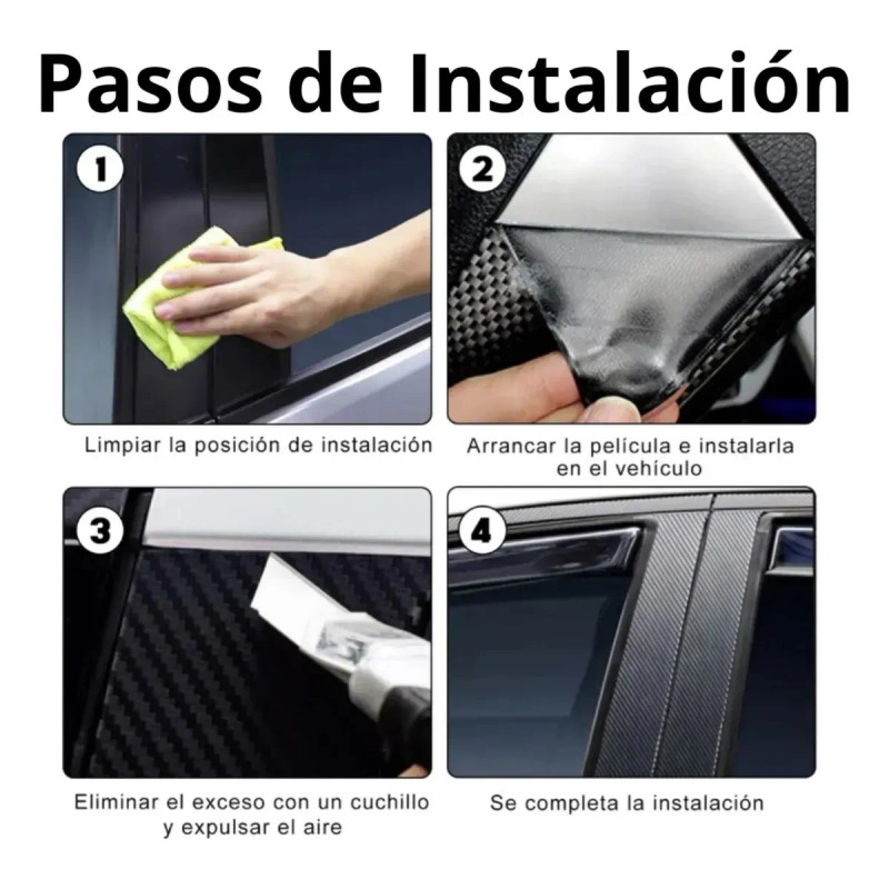 Cinta Protectora Estribo Fibra Carbono Auto Universal 5cm*3m