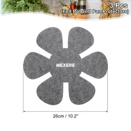 QUARKZMAN 26cm/10,2" Topf- und Pfannenschoner, 3er-Pack Anti-Rutsch-Pfannenteiler-Pads Topftrenner-Schoner zum Stapeln und Schützen Ihres Kochgeschirrs (Rund, Grau)