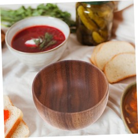 Alipis 2pcs Wooden Bowl Multi Use Round Salad and Rice Bowls for Home and Restaurant Natural Wood Food Containers Smooth Surface Design for Fruits and Desserts