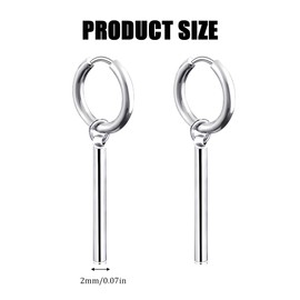 2 Pieces Statement Earrings for Men Women Punk Jewellery Plated Stainless Steel Hypoallergenic for Sensitive Ears Silver, Plastic